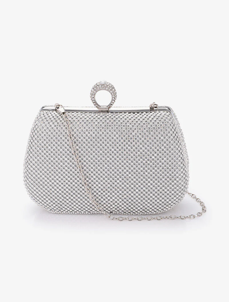 Avondclutch met ring sluiting - Zilver - Image 3