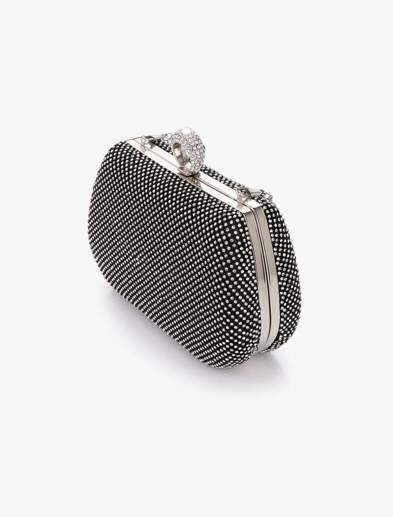 Avondclutch met ringgesp - Zwart - Image 2