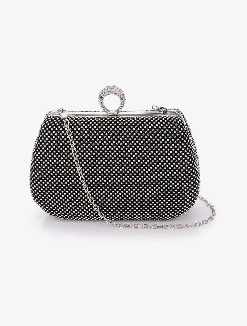 Avondclutch met ringgesp - Zwart - Image 3