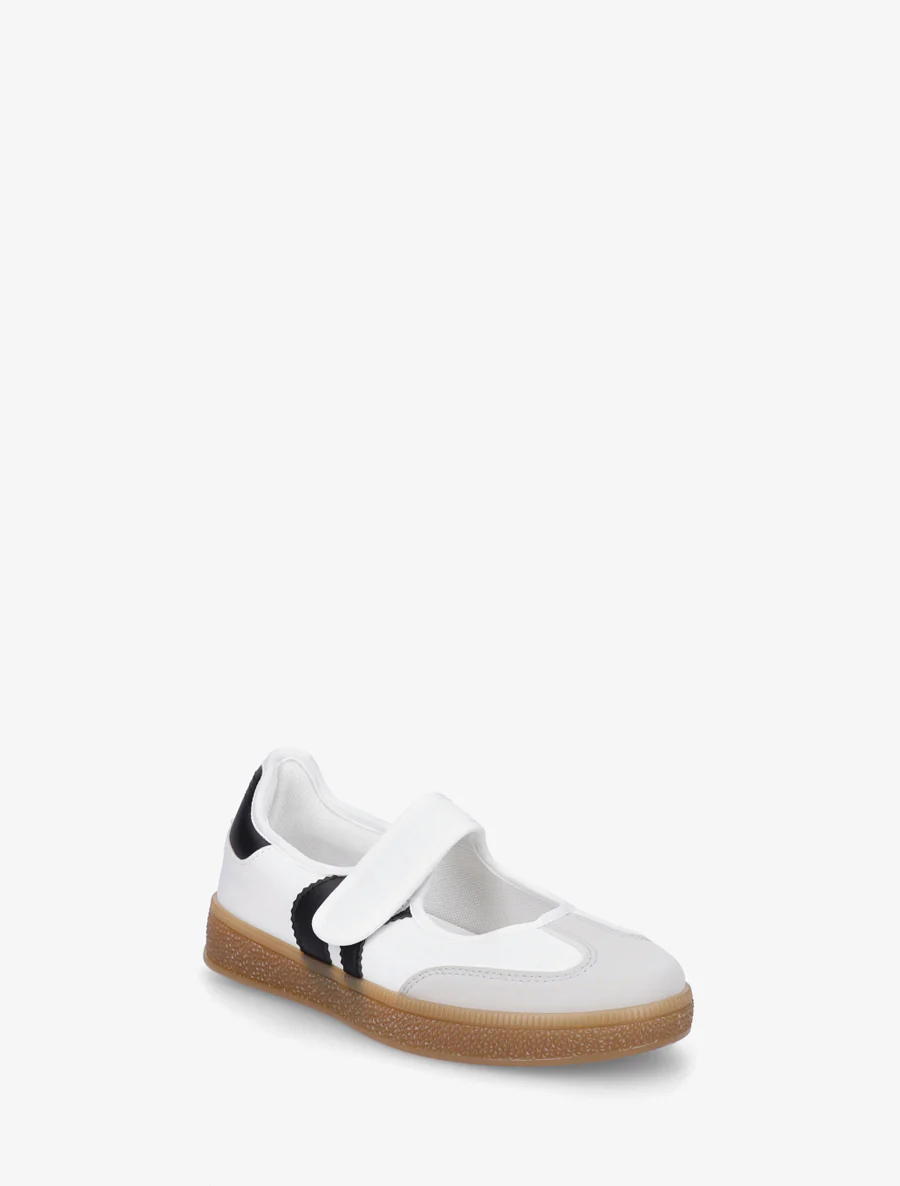 Ballerina's in sneakerstijl met klittenband. - Wit - Image 2