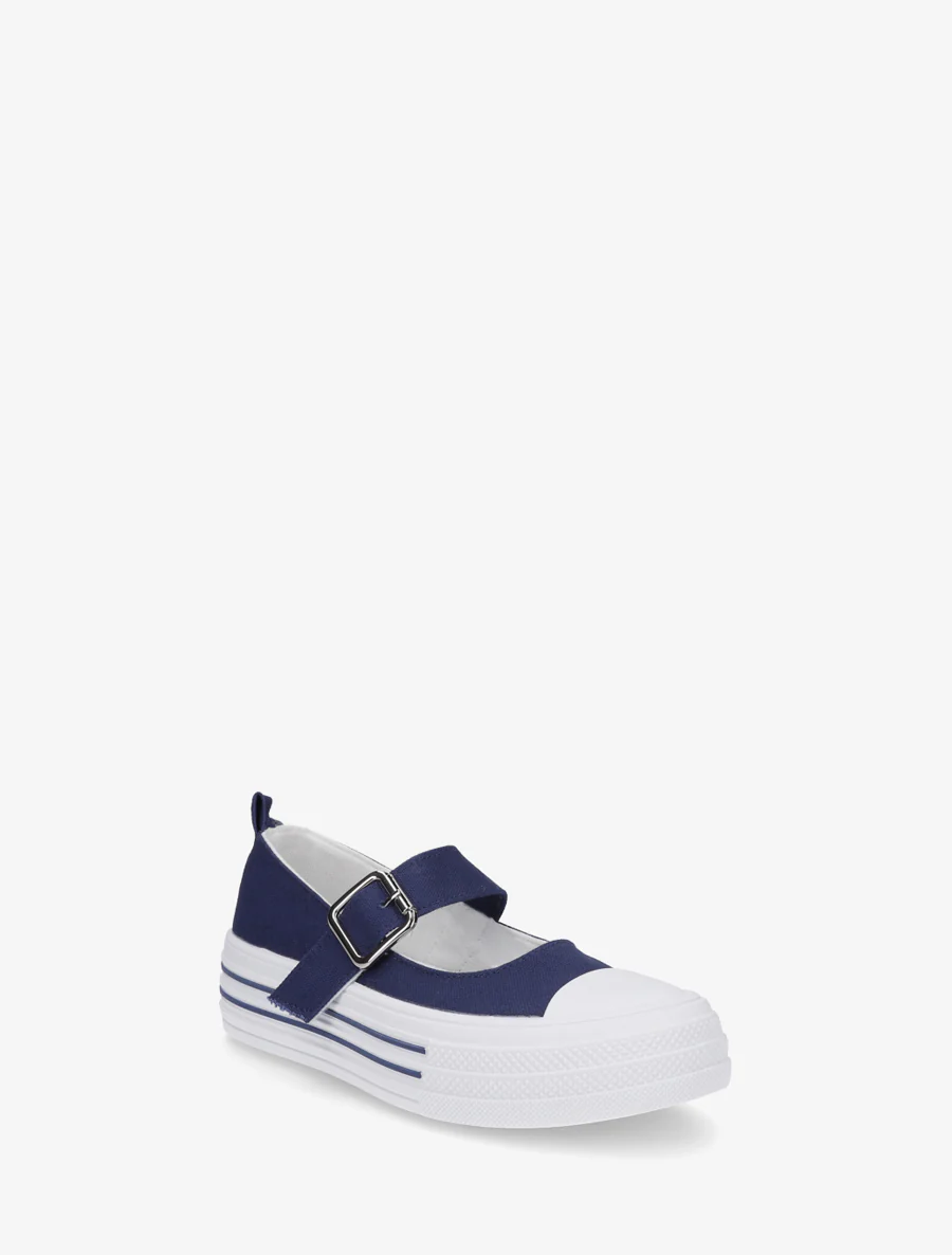 Ballerina's in sneakerstijl met klittenband - Marine - Image 2
