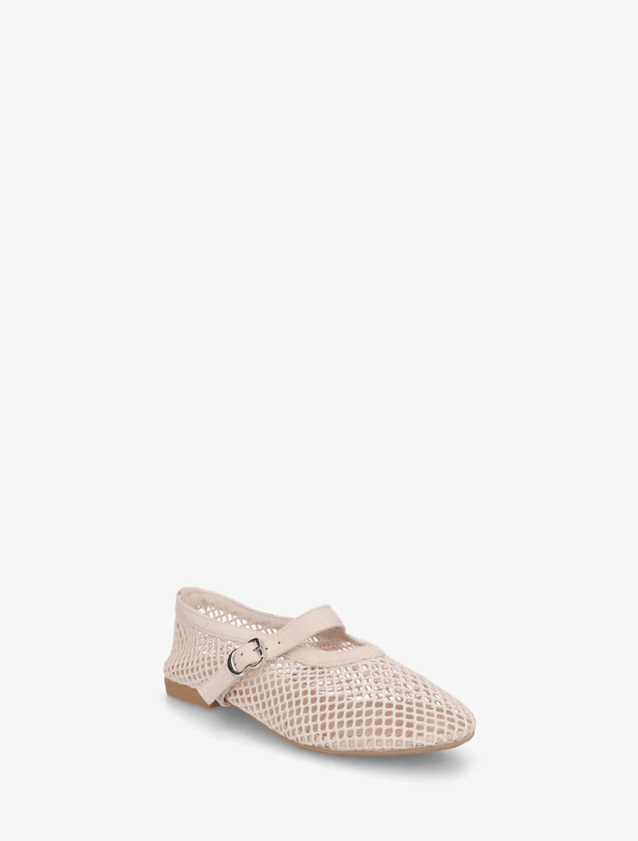 Ballerina's van netstof in Mary Jane-stijl - Beige - Image 2