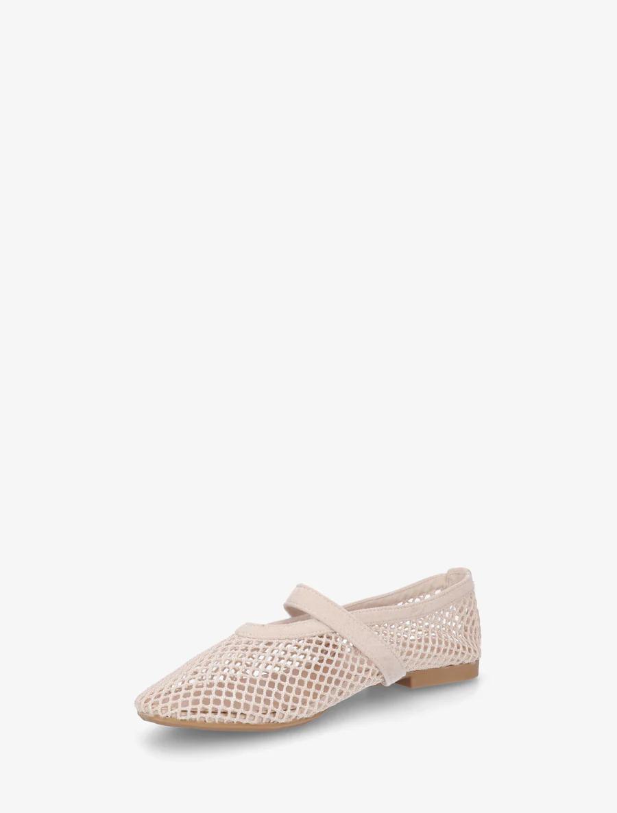 Ballerina's van netstof in Mary Jane-stijl - Beige - Image 3