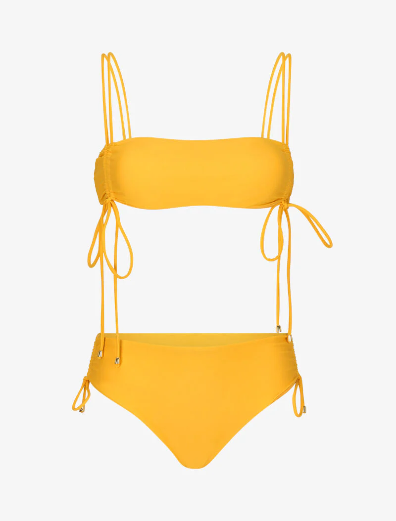 Bandeau-bikini met bandjes - mosterdgeel