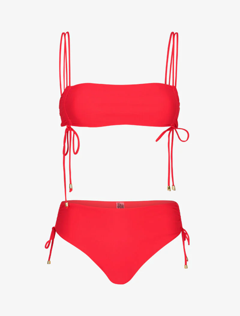 Bandeau-bikini met bandjes - fuchsia