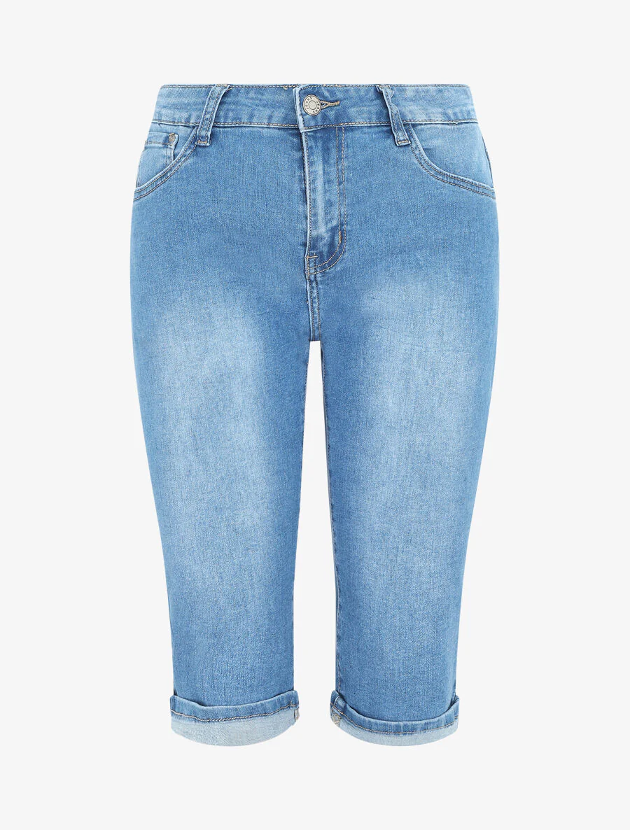 Basic denim rechte bermuda shorts - blauw