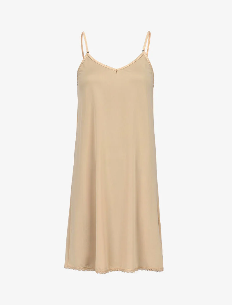 Basis nachthemd met kanten rand - beige - Image 2