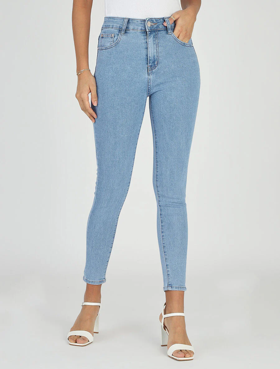 Basic skinny jeans met standaard taille - Lichtblauw - Image 4