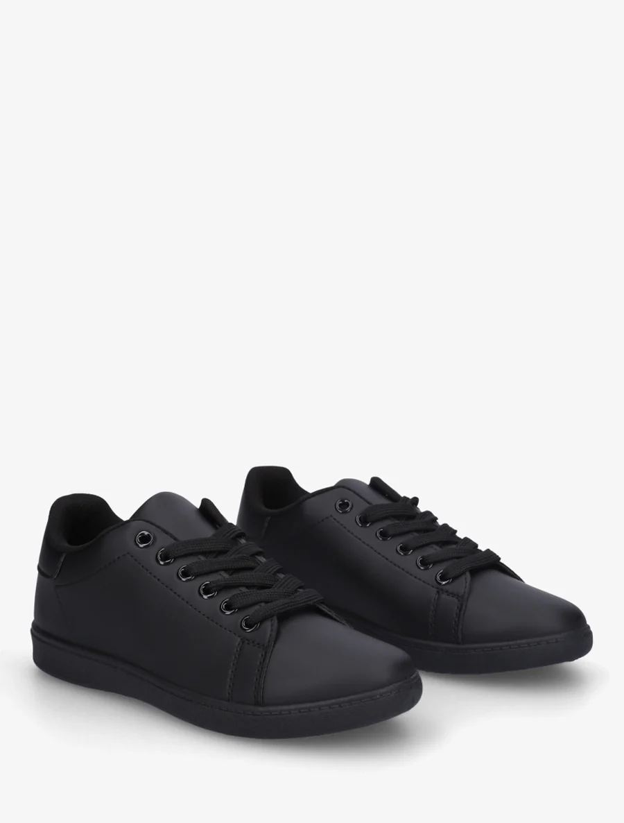 Basic sneakers van imitatieleer - Zwart - Image 4