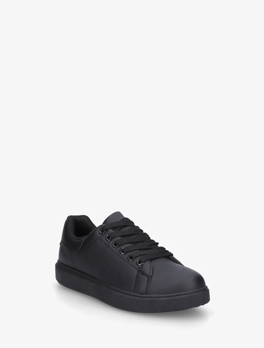 Basic sneakers van imitatieleer - Zwart - Image 2
