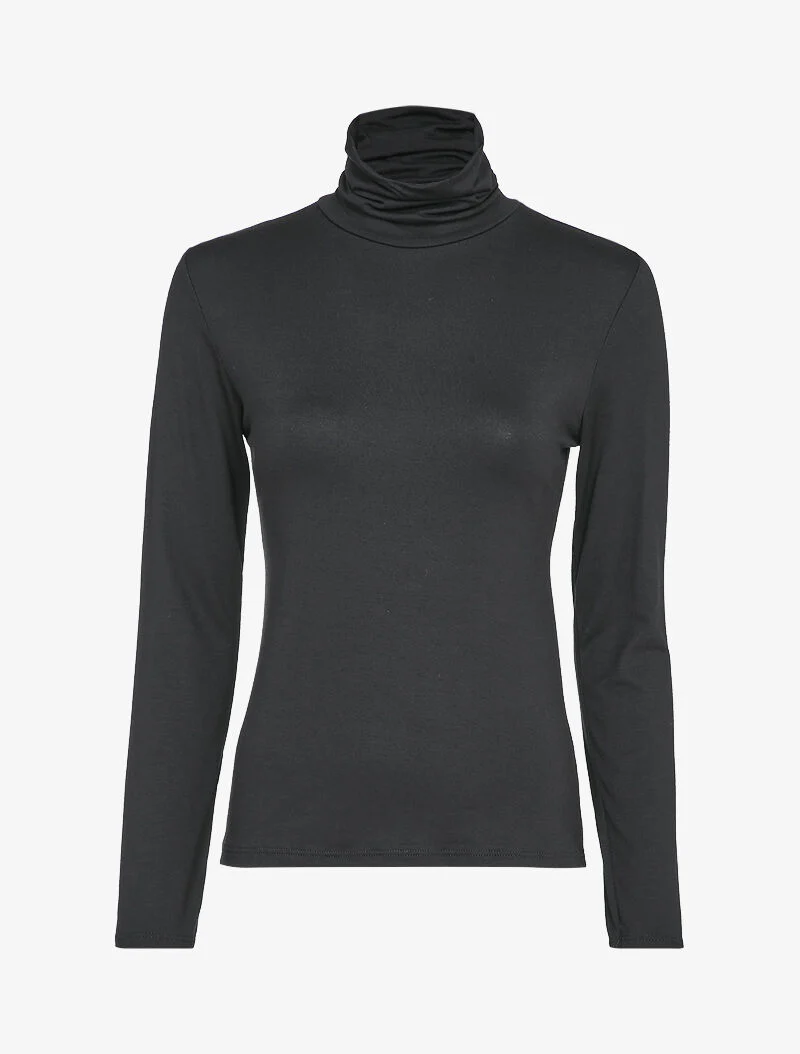 Basis top met coltrui en lange mouwen - Zwart