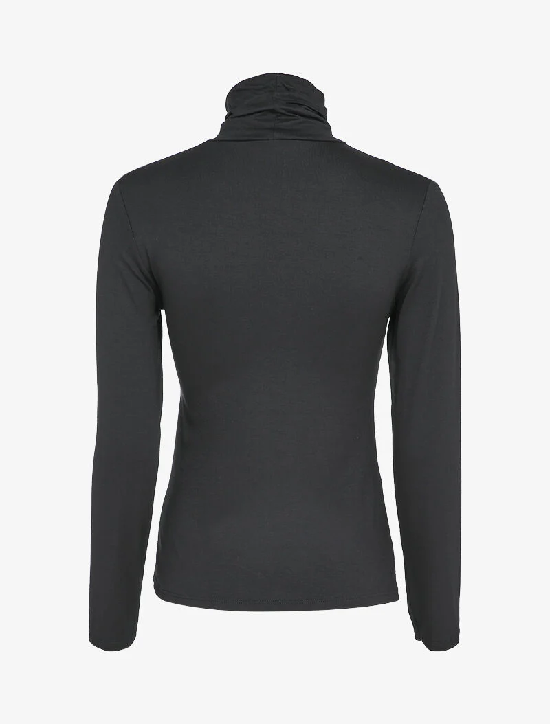Basis top met coltrui en lange mouwen - Zwart - Image 2