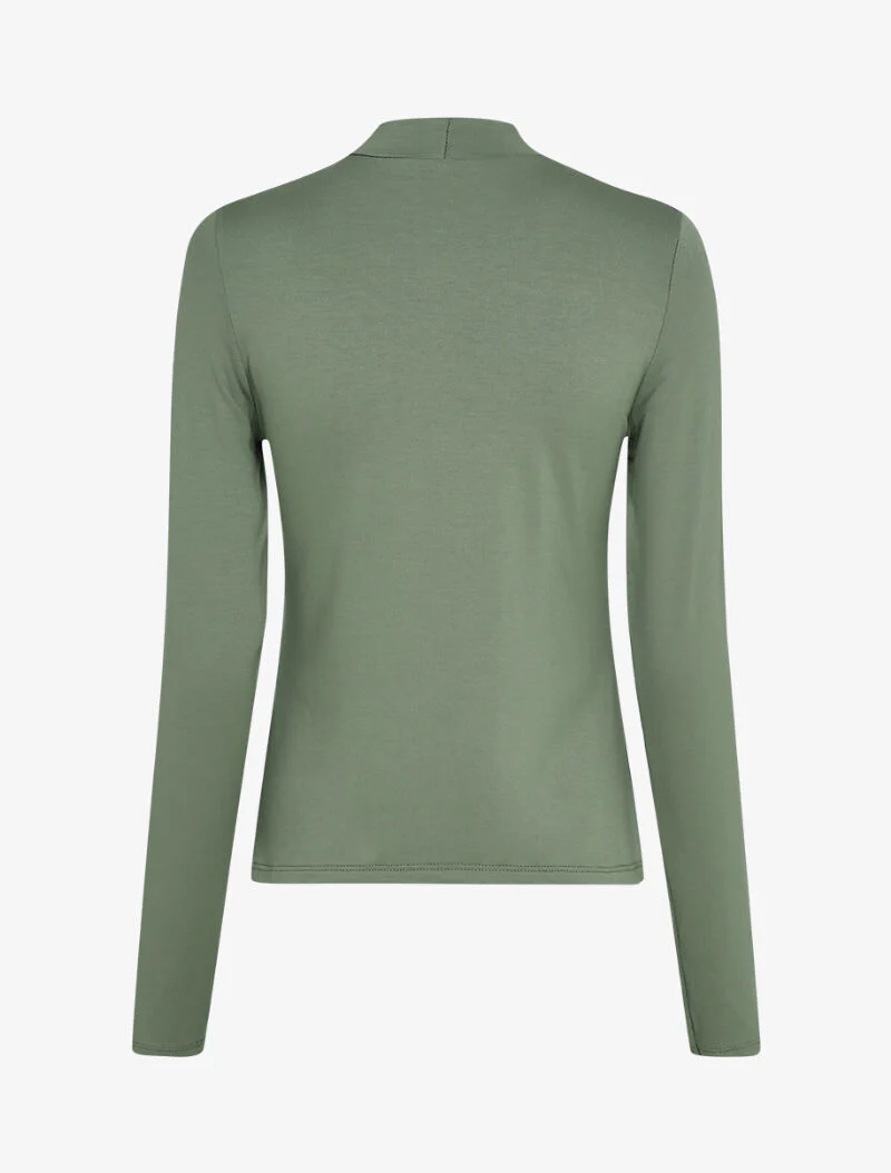 Basic top met opstaande kraag en lange mouwen - Olijfkleurig - Image 2
