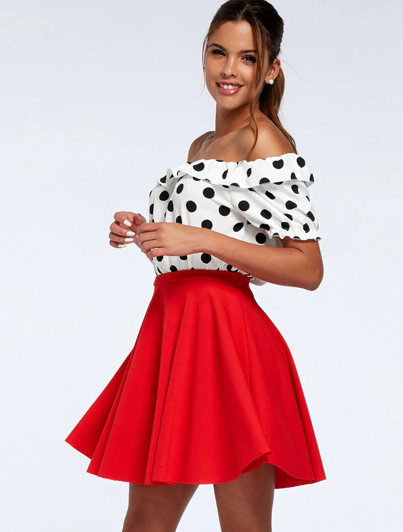 Basis uitlopende rok - rood