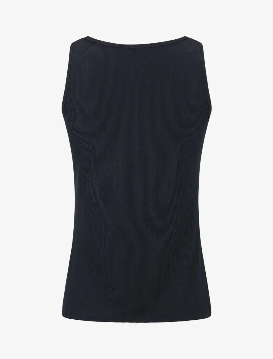 Basis slim-fit geribde tanktop - Marineblauw - Image 2