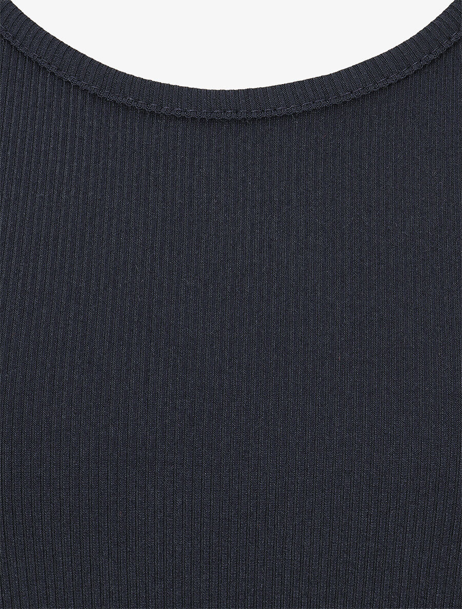 Basis slim-fit geribde tanktop - Marineblauw - Image 3