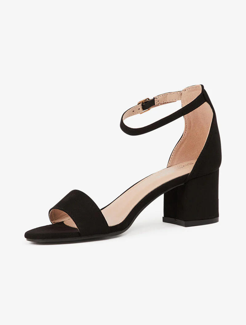 Basis suède sandalen met ronde neuzen - zwart - Image 3