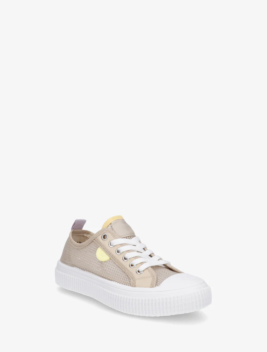 Basis tennisschoen van opengewerkt textiel - Beige - Image 2