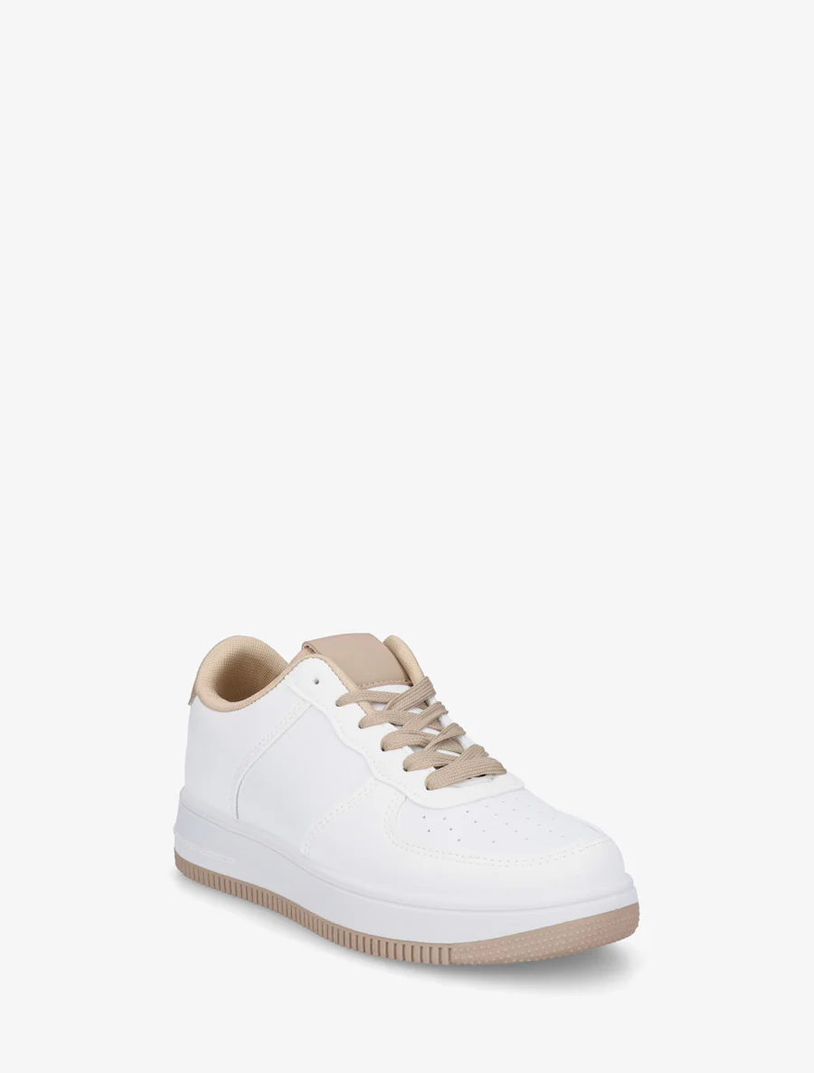 Basissneakers van imitatieleer - Donker beige - Image 2