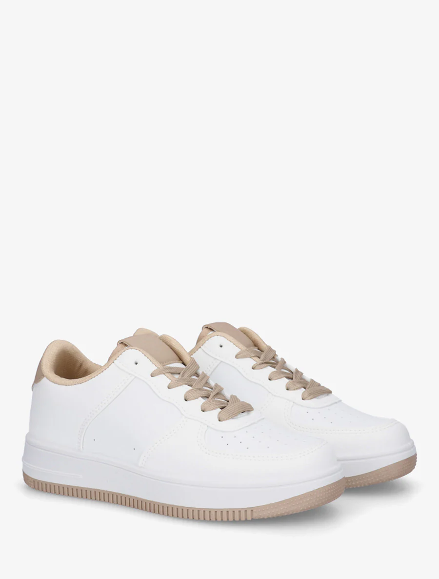 Basissneakers van imitatieleer - Donker beige - Image 4