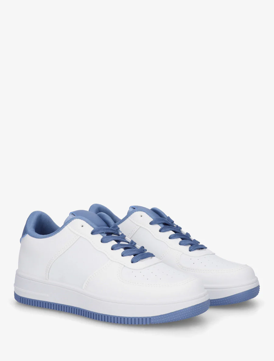 Basissneakers van imitatieleer - Blauw - Image 4