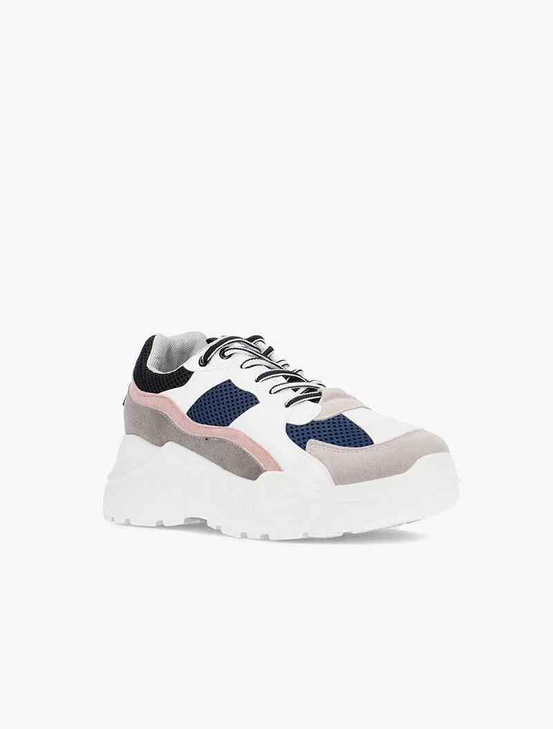 Tweedelige sneakers met sleehak - roze/grijs/wit - Image 2