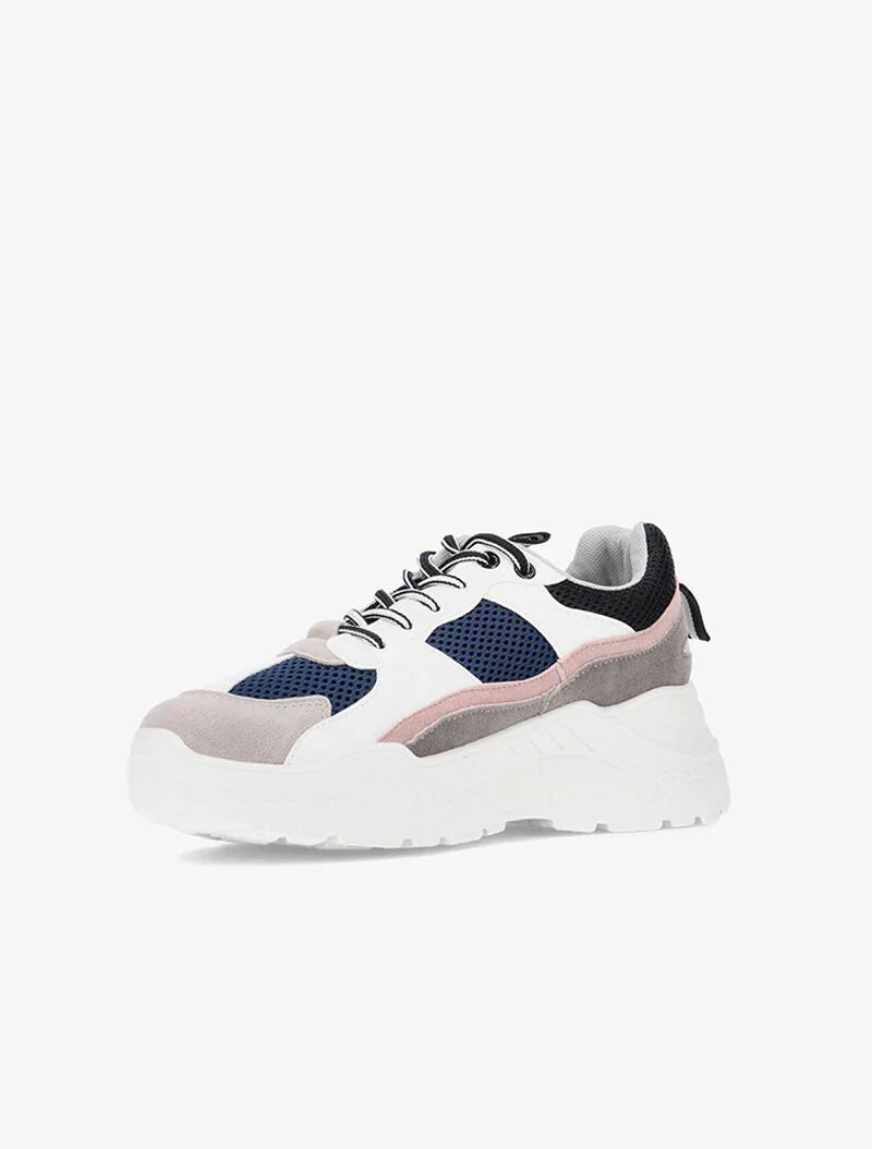 Tweedelige sneakers met sleehak - roze/grijs/wit - Image 3