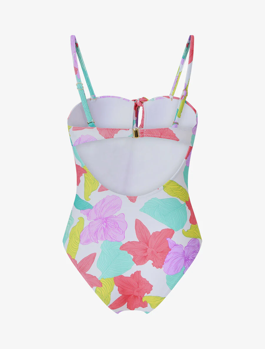 Bedrukte badpak met grote bloemen - Wit - Image 2