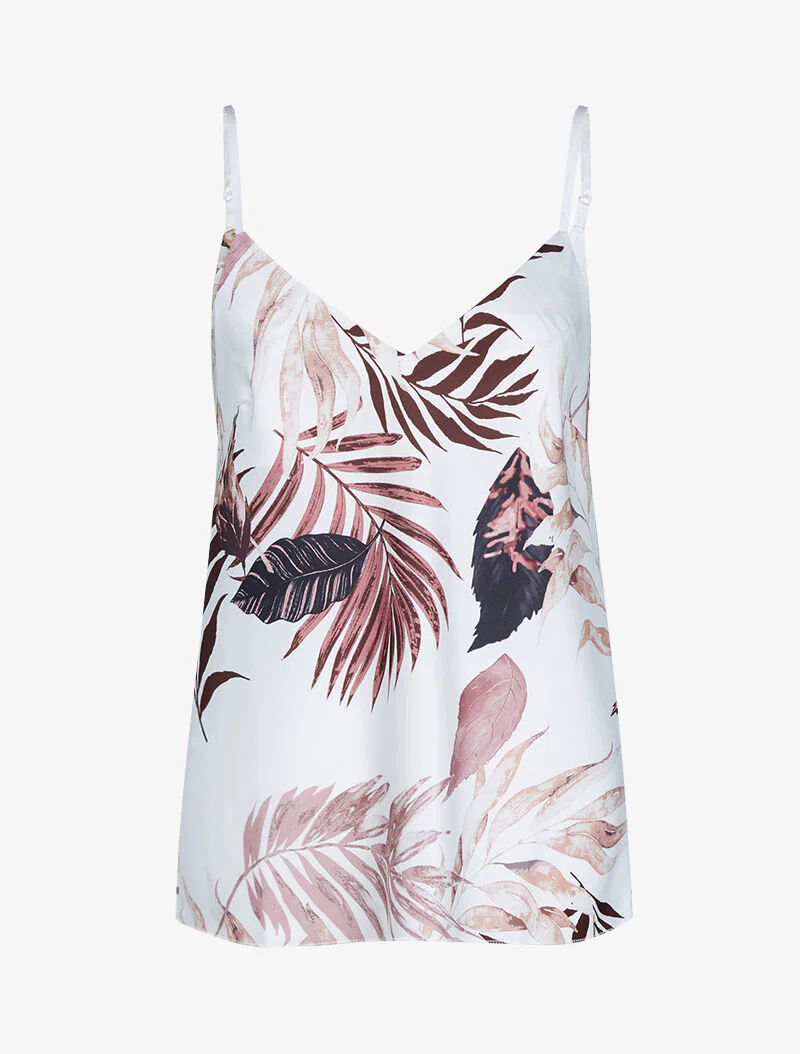 Satijnen tanktop met prints - roze