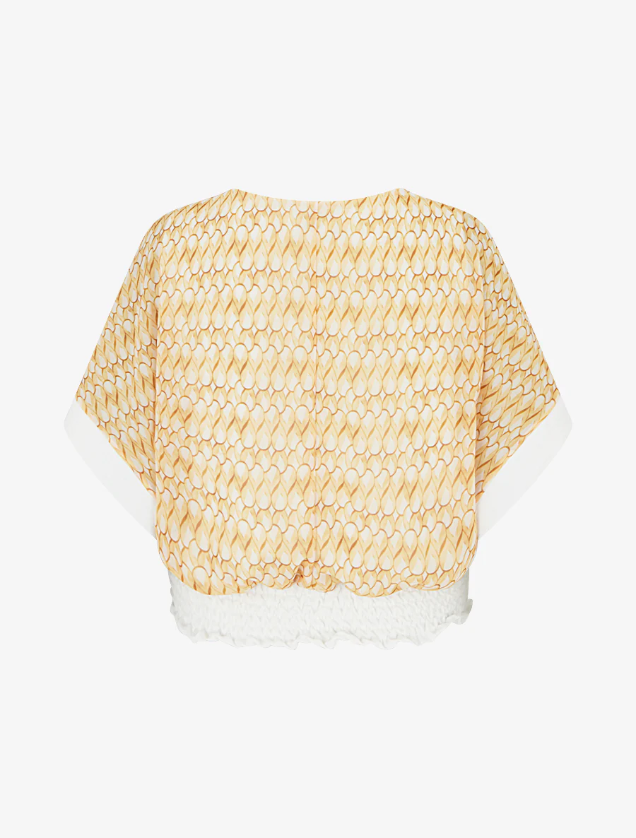 Bedrukte top met vleermuismouwen - Geel - Image 2