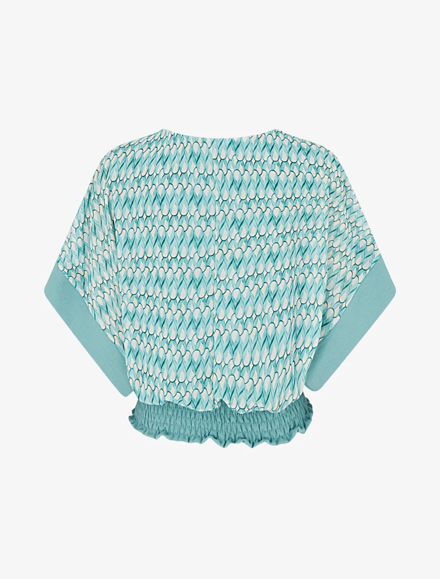 Bedrukte top met vleermuismouwen - Mintgroen - Image 2