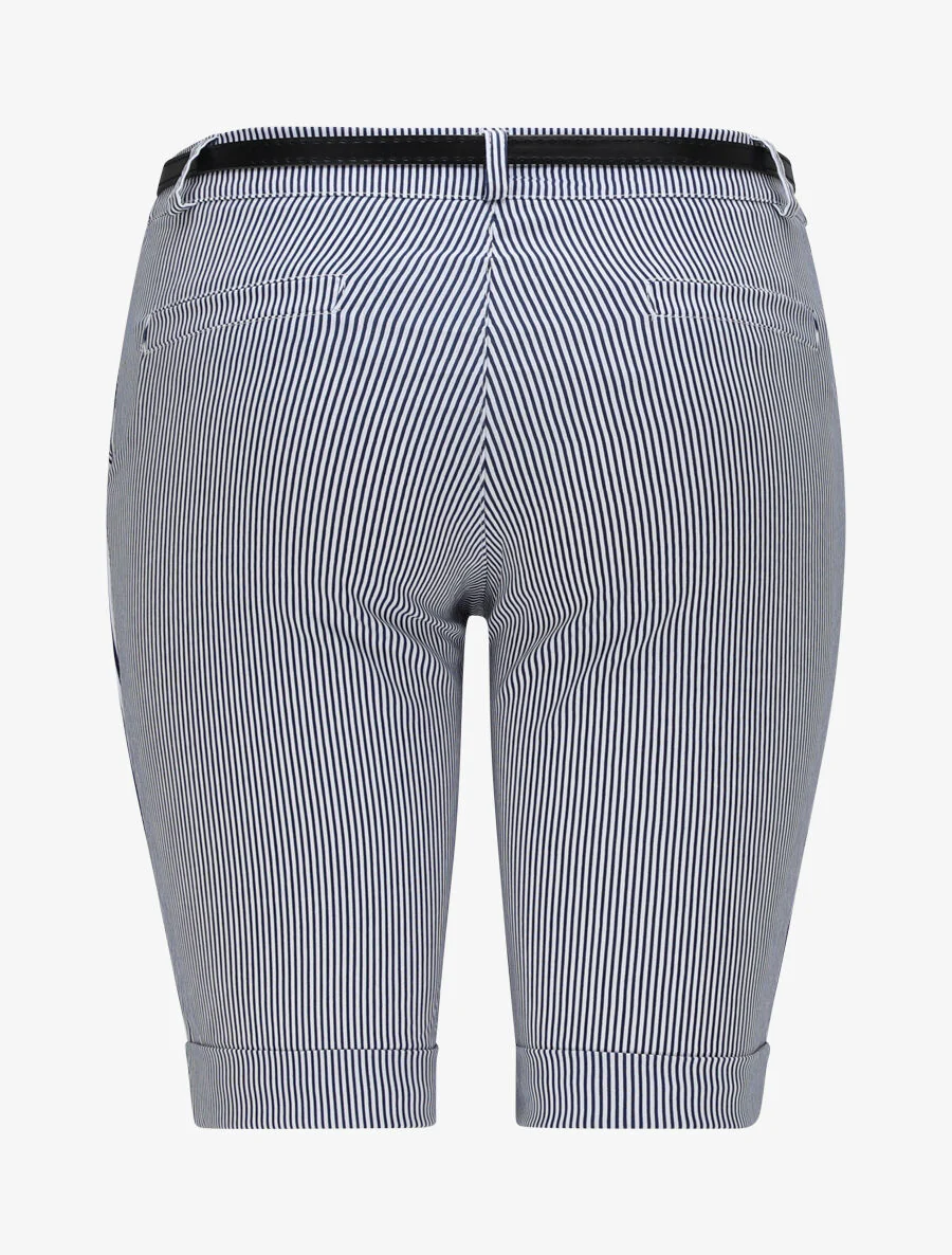 Bermuda met gedrukte strepen - Donkerblauw - Image 2