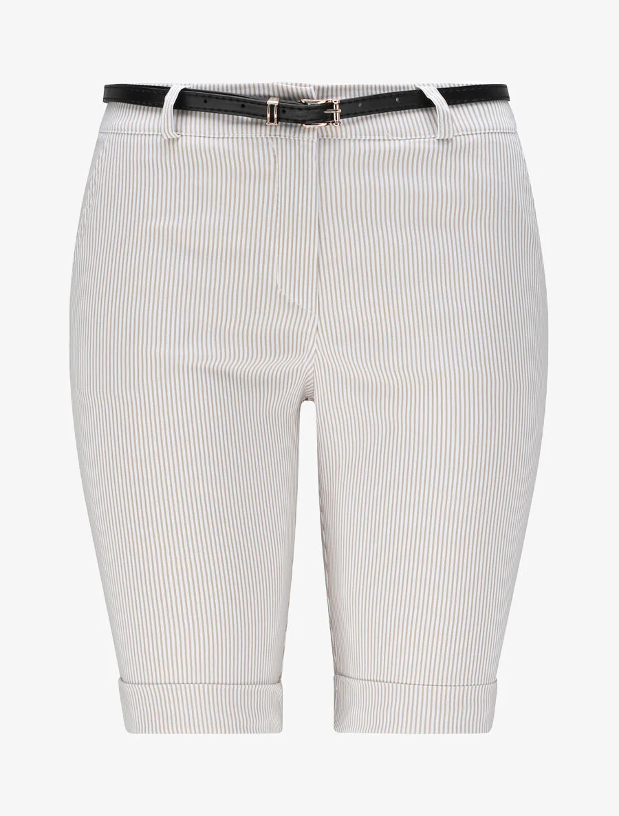Bermuda met gedrukte strepen - Beige