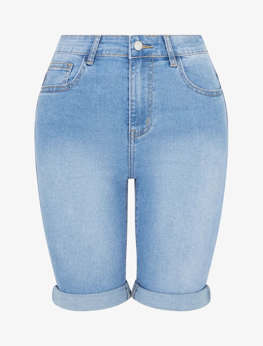 Bermuda met omgezoomde randen - Blauw