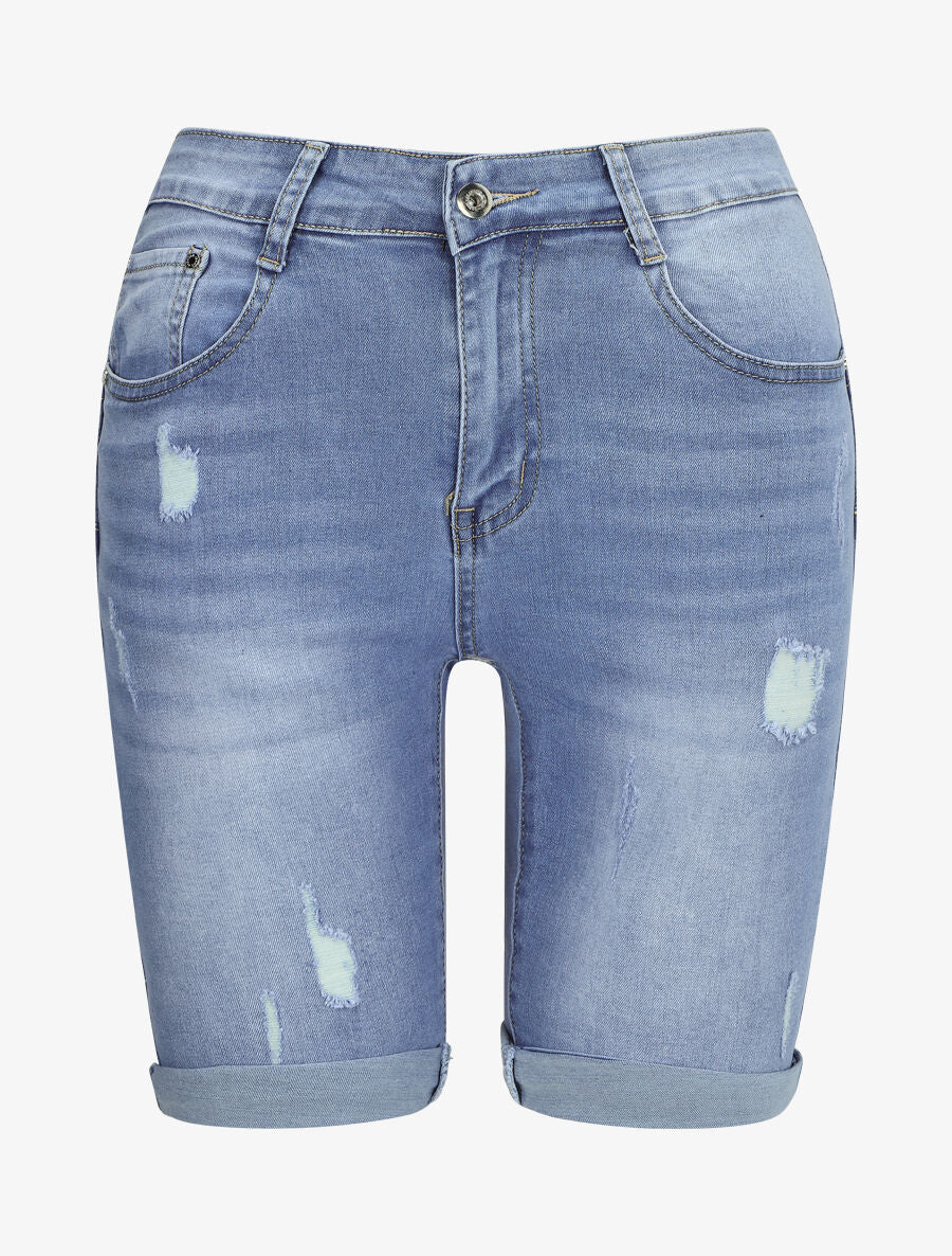 Bermuda push up gescheurd - Blauw denim
