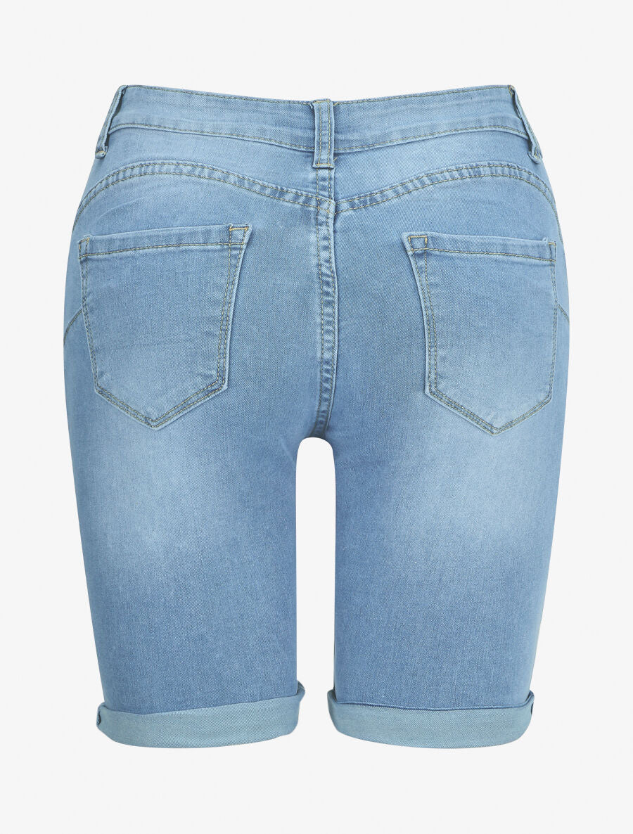 Bermuda push up met knieën - Blauw denim - Image 2