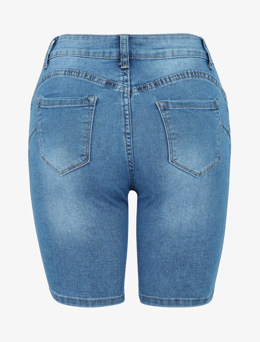 Bermuda push up rechte snit - Blauw denim - Image 3