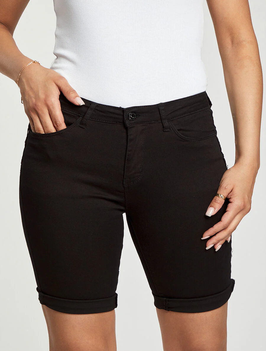 Bermuda stretch met omgekeerde - Zwart - Image 4