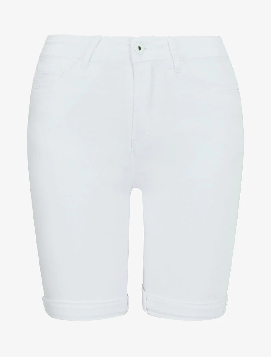 Bermuda stretch met omgekeerde - Wit