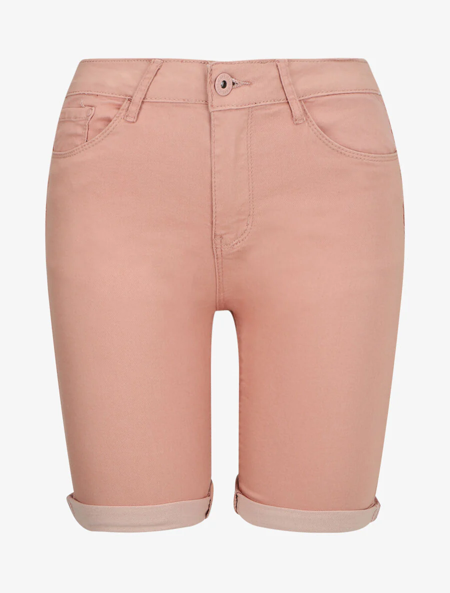 Bermuda stretch met omgekeerde - Zalmroze