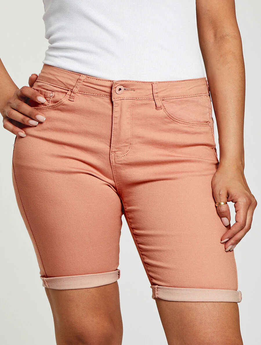 Bermuda stretch met omgekeerde - Zalmroze - Image 4