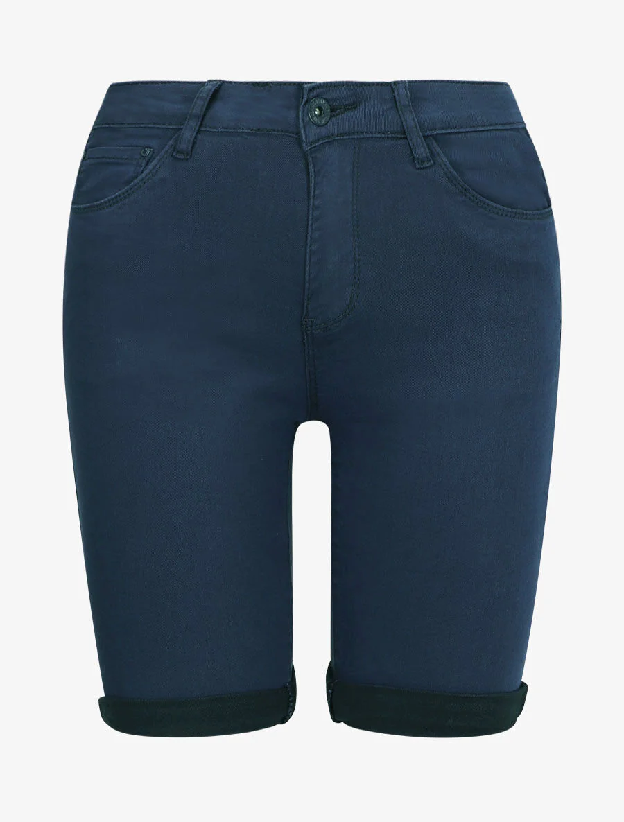 Bermuda stretch met omgekeerde - Donkerblauw