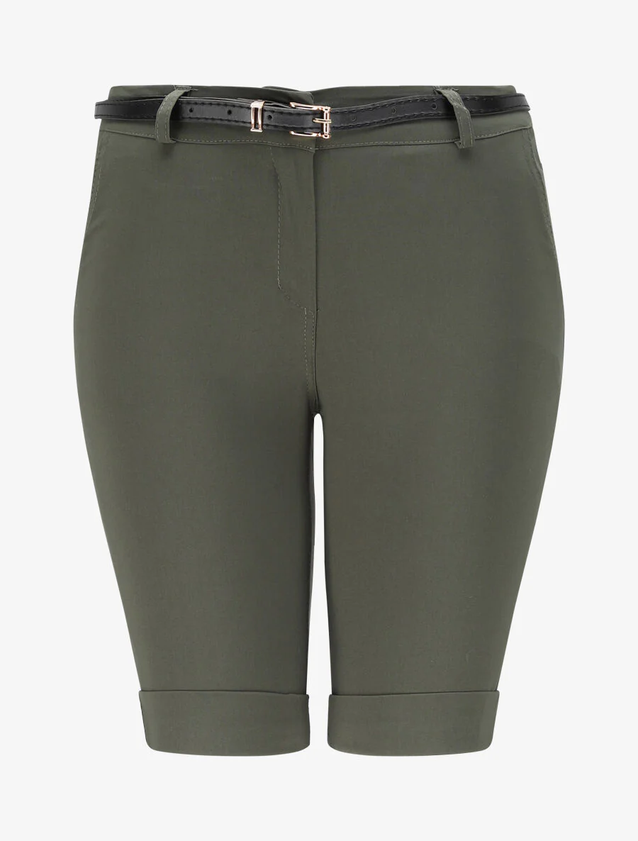 Bermuda stretch met omgekeerde - Kakigroen