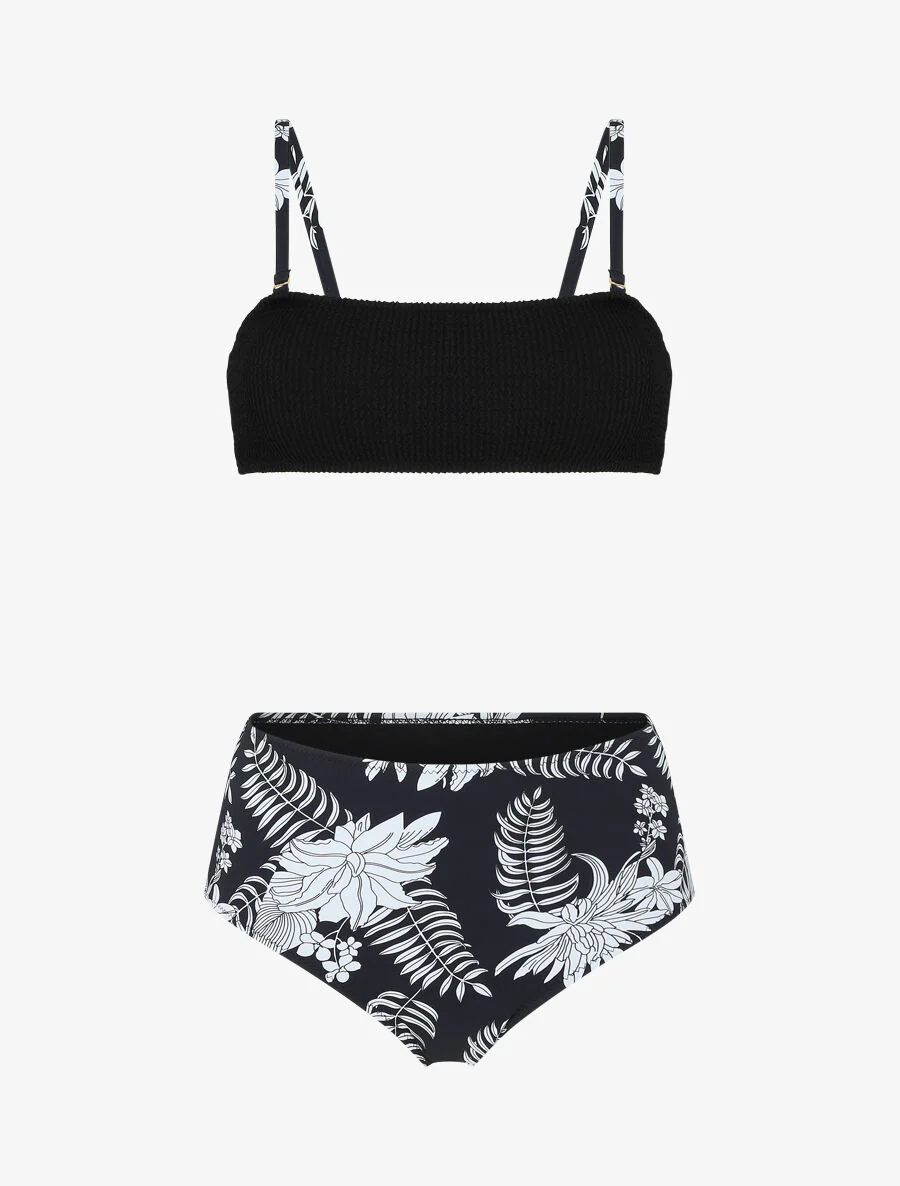 Bikini met bi-materiaal beha - Zwart