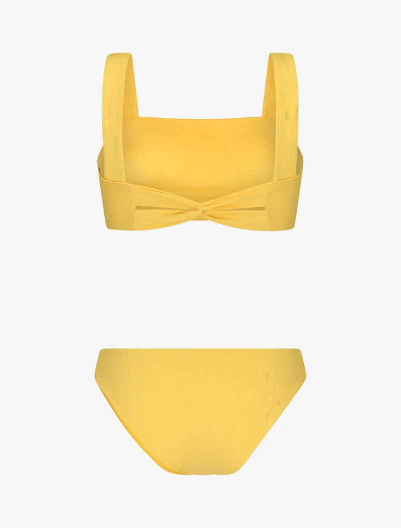 Geribde bandeau bikini - mosterdgeel - Image 2