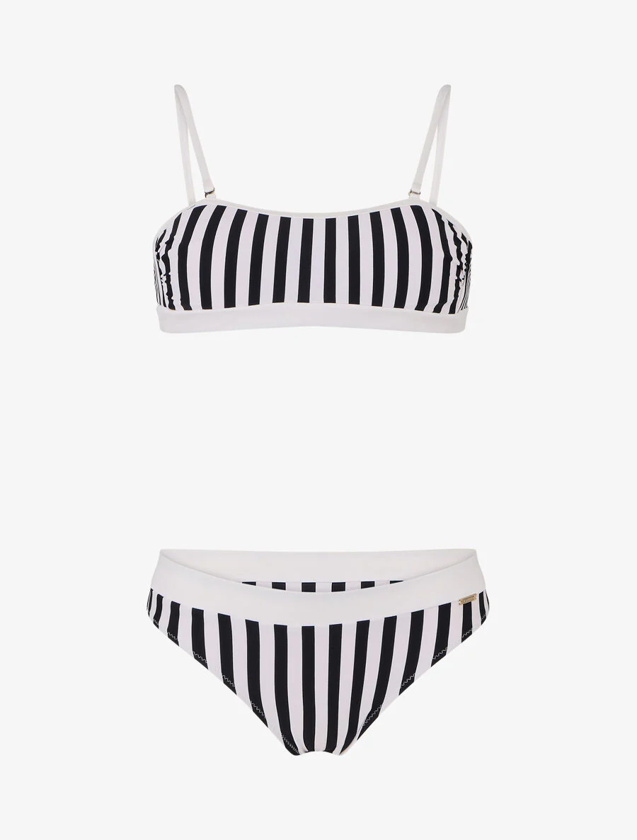 Bandeau bikini met strepen - Zwart