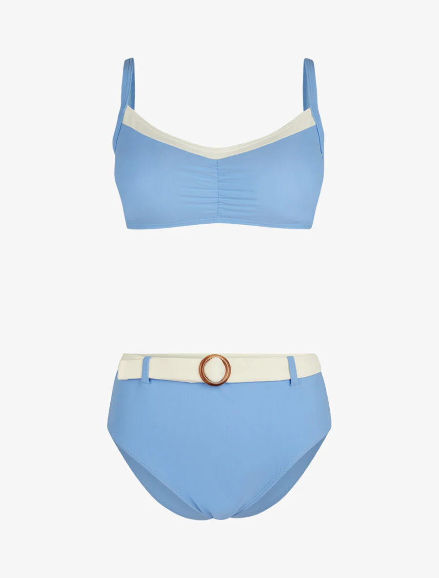 Bikini beha en hoge taille gegorden slipje - Lichtblauw