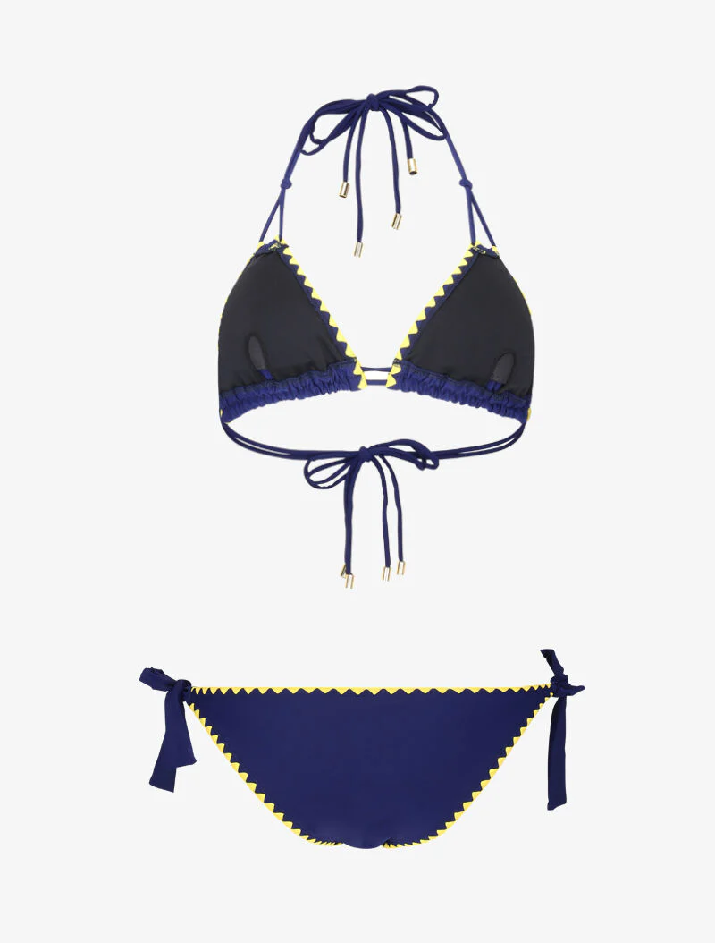 Driehoekige bikini met schelpen inzetstukken - marineblauw - Image 2