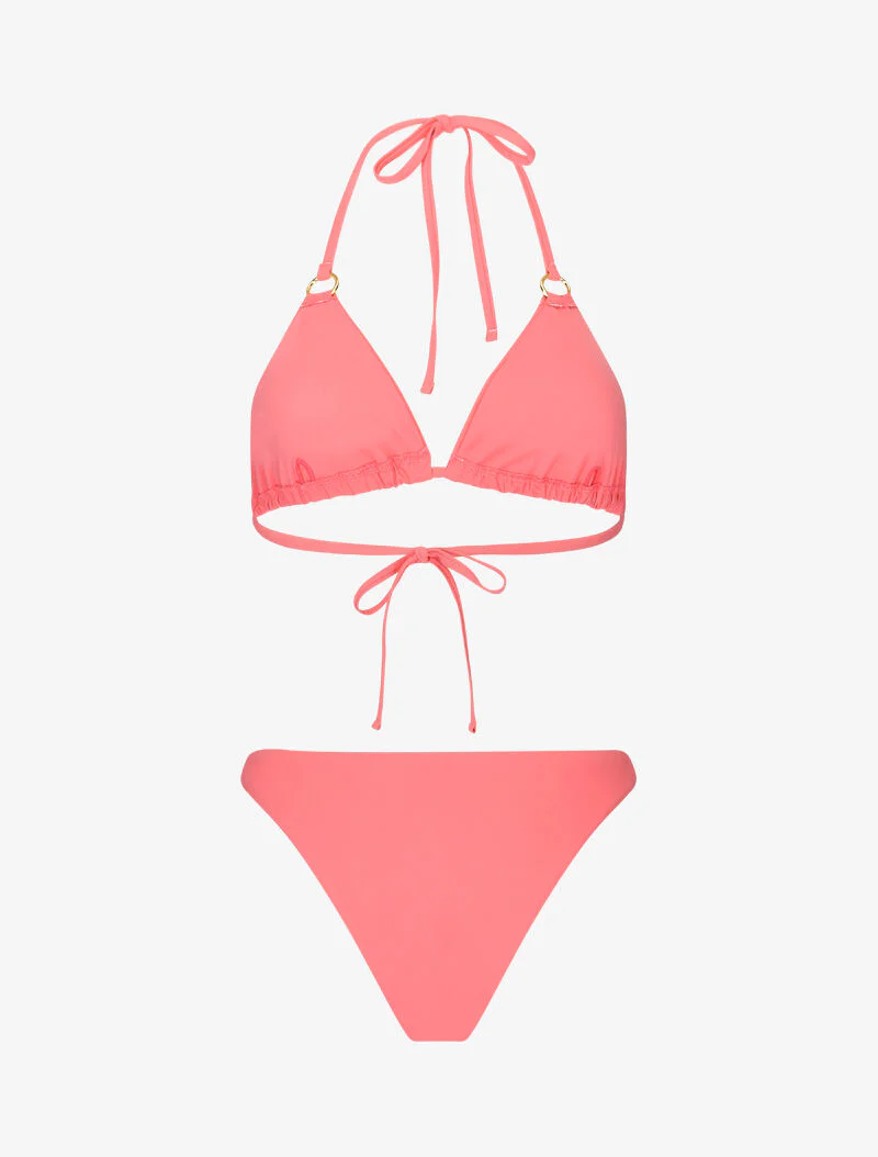 Driehoekige bikini met gouden ringen - roze - Image 2