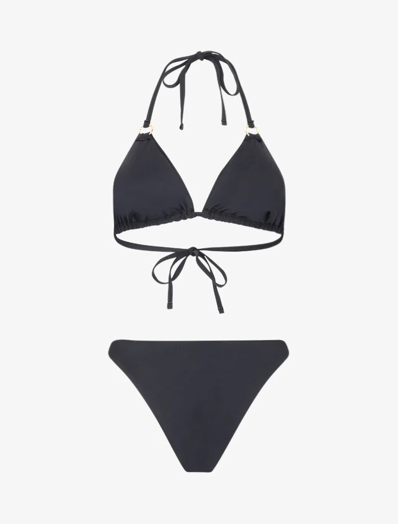 Driehoekige bikini met gouden ringen - zwart - Image 2